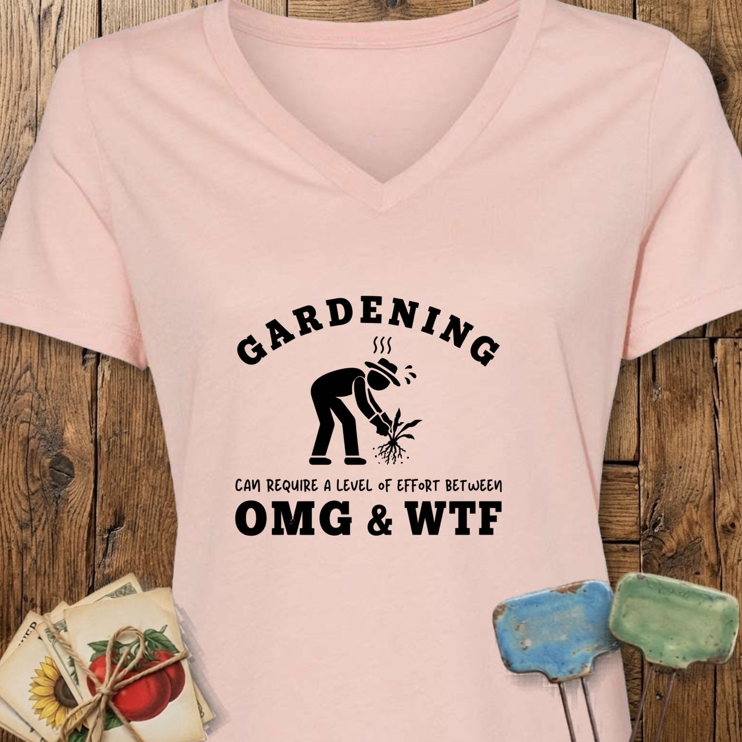 Printify V-Neck Heather Peach / S OMG & WTF V-Neck
