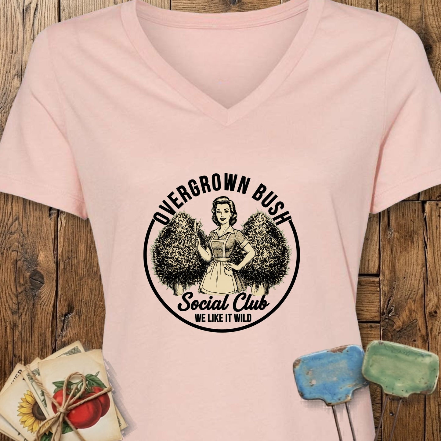 Printify V-Neck Heather Peach / S Overgrown Bush V-Neck