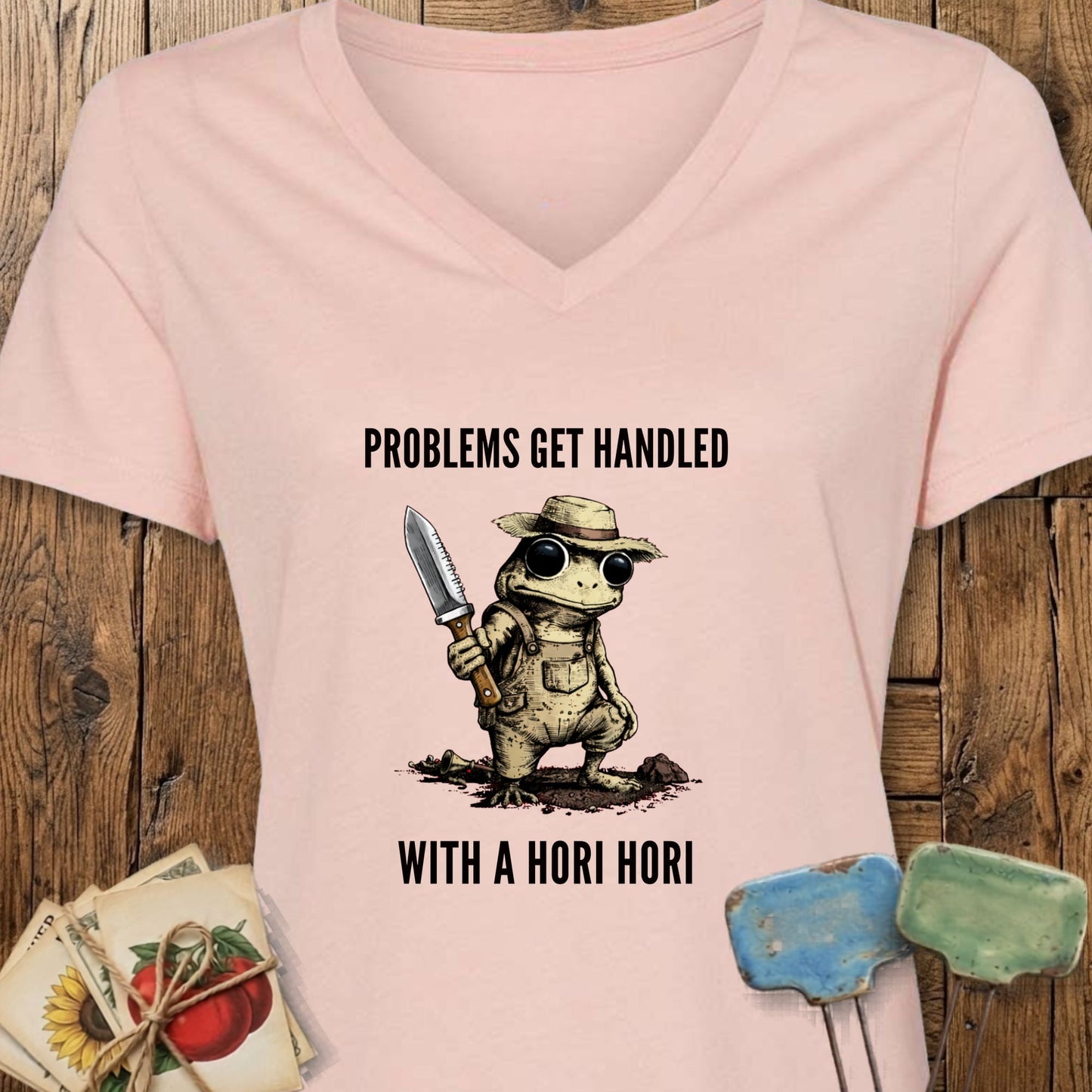 Printify V-Neck Heather Peach / S Problems Get Handled V-Neck