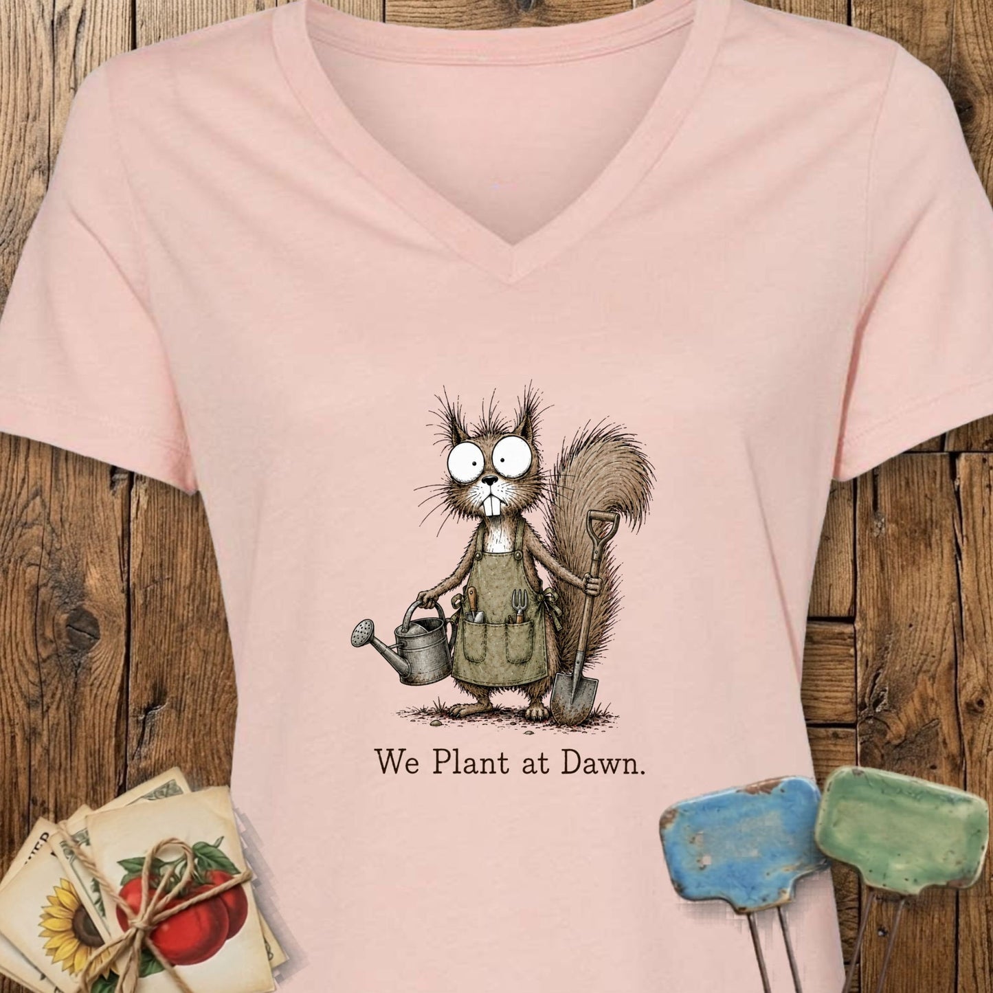 Printify V-Neck Heather Peach / S We Plant at Dawn V-Neck