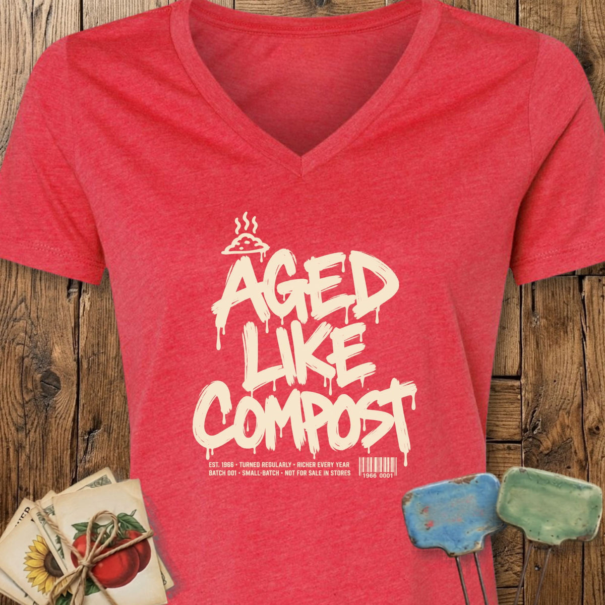 Printify V-Neck Heather Red / S Aged Like Compost V-Neck