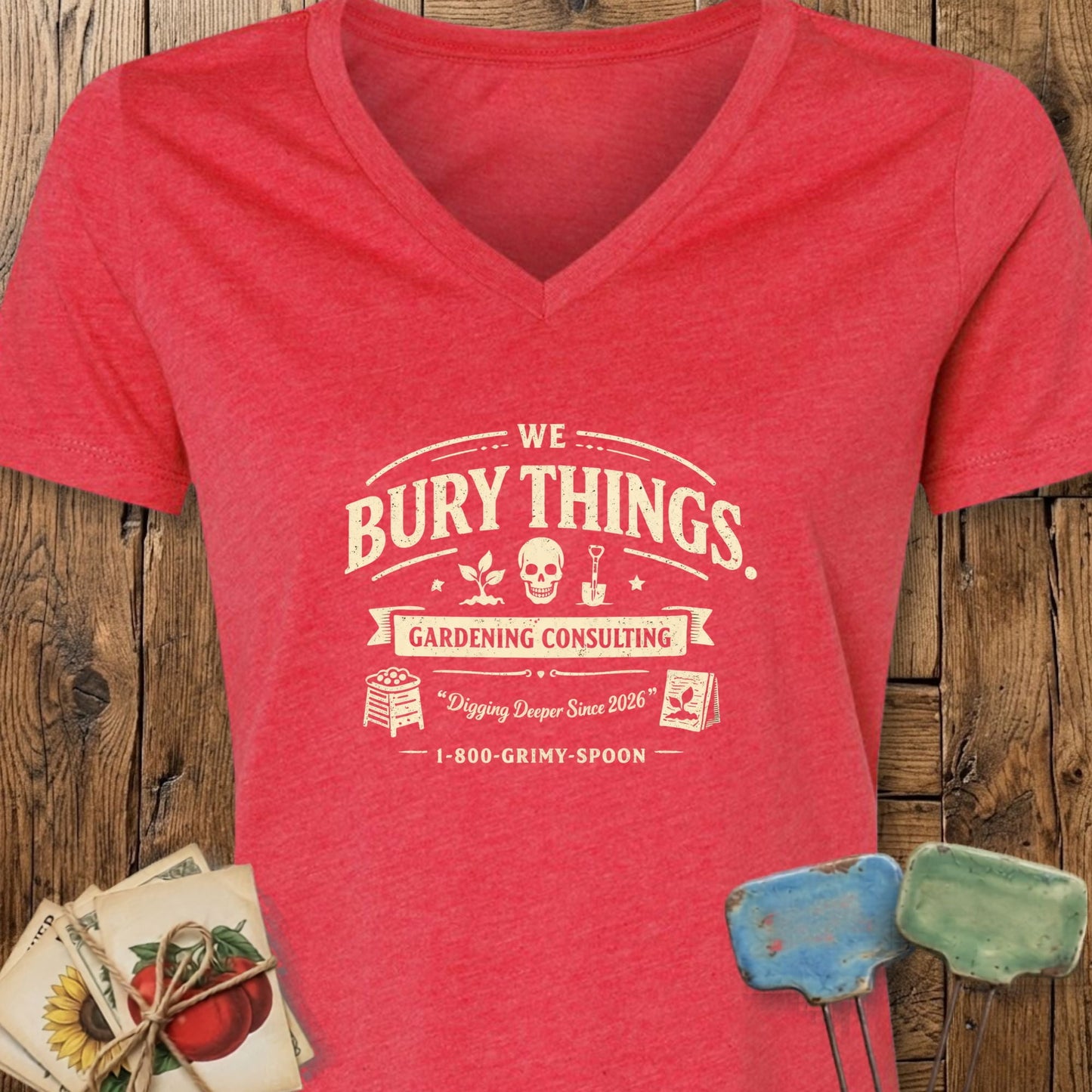 Printify V-Neck Heather Red / S Bury Things Co. V-Neck