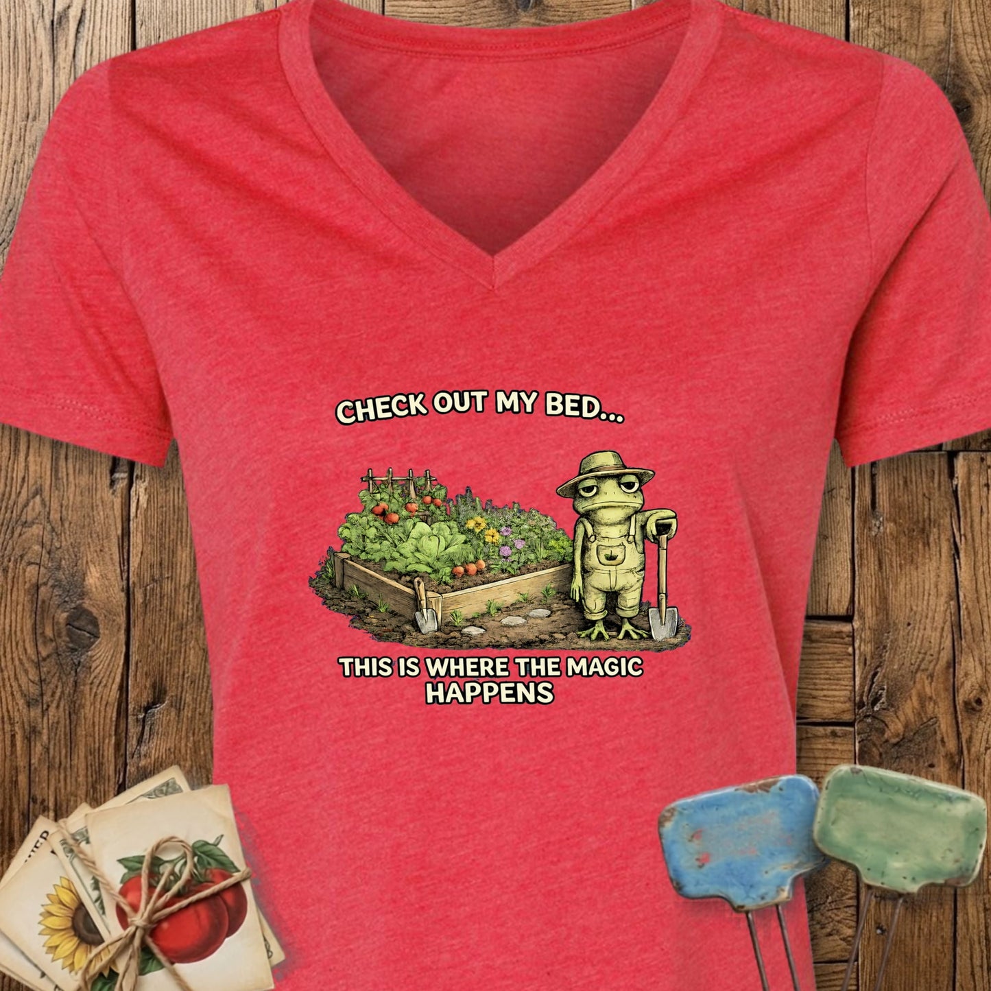 Printify V-Neck Heather Red / S Check Out My Bed V-Neck