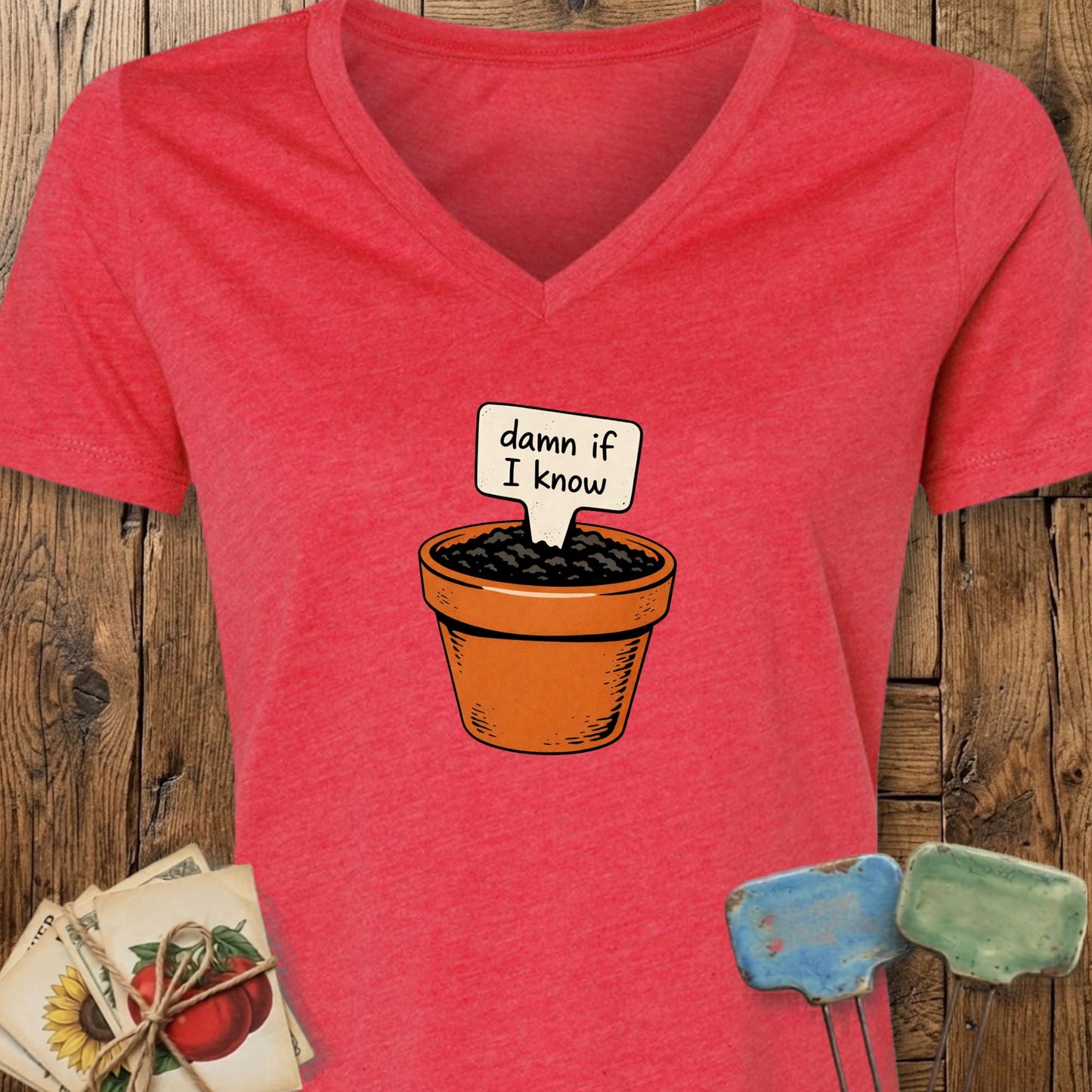 Printify V-Neck Heather Red / S Damn If I Know V-Neck