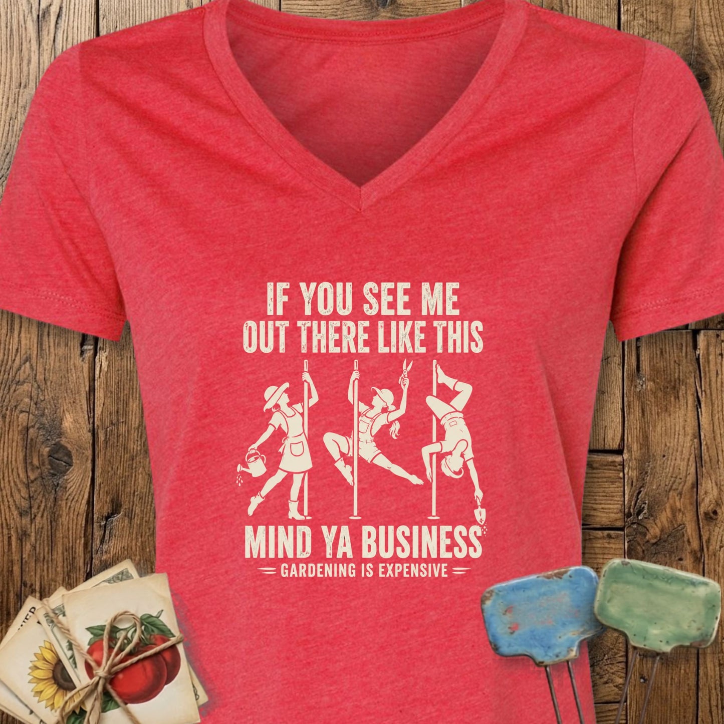 Printify V-Neck Heather Red / S Gardening is Expensive V-Neck