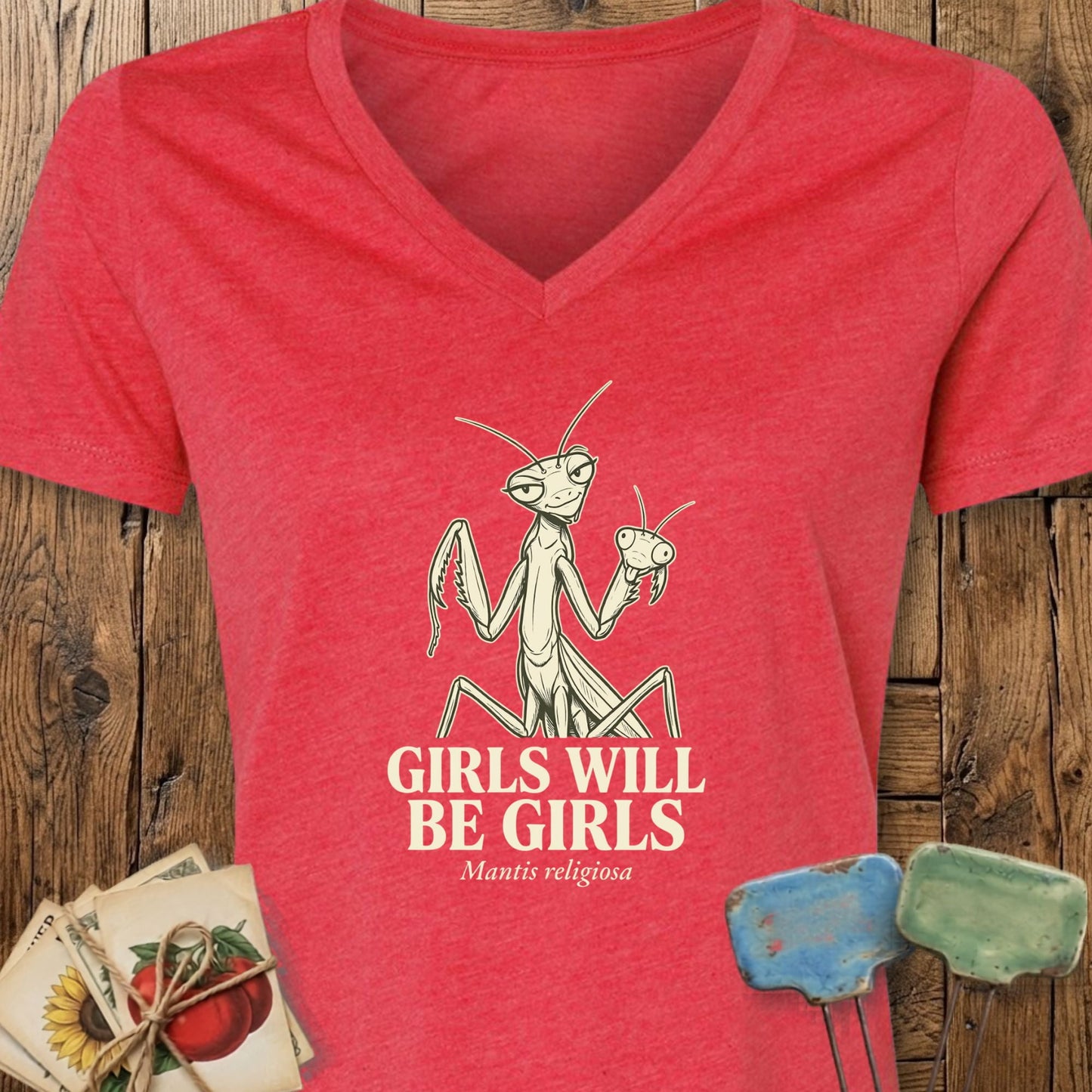 Printify V-Neck Heather Red / S Girls V-Neck