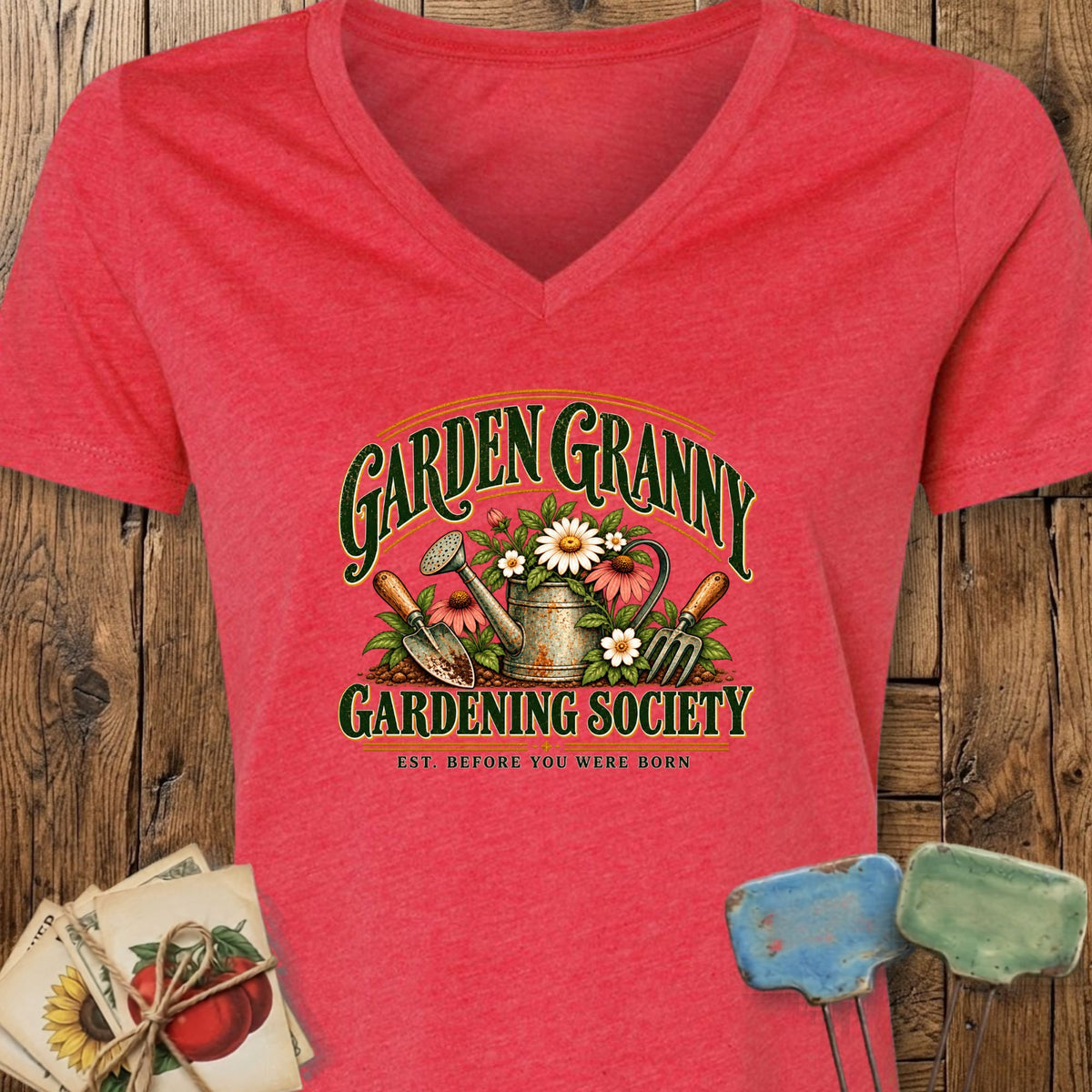 Printify V-Neck Heather Red / S Granny Society V-Neck