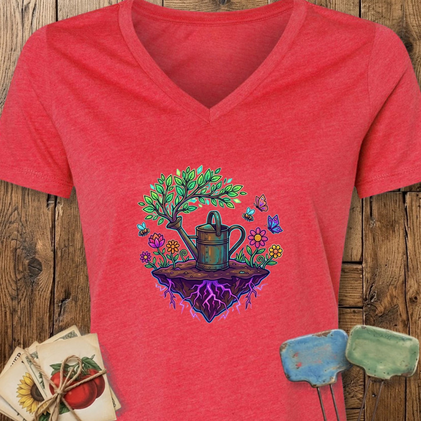 Printify V-Neck Heather Red / S Grower's Heart V-Neck