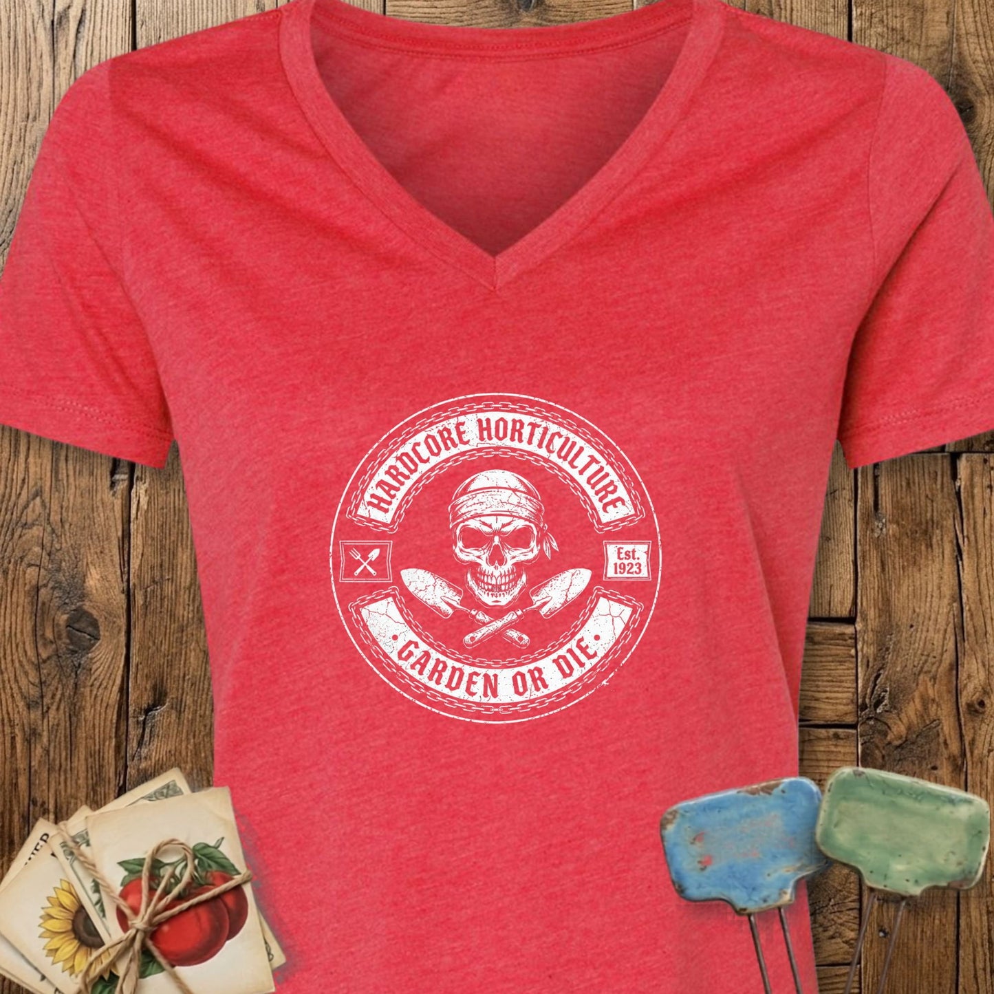 Printify V-Neck Heather Red / S Hardcore Garden V-Neck