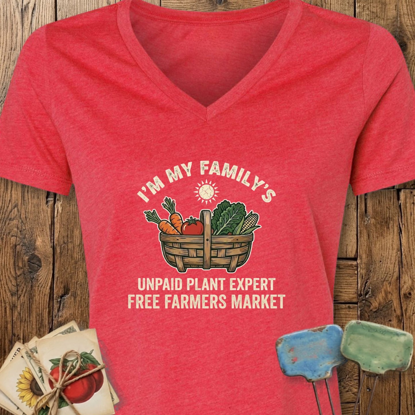 Printify V-Neck Heather Red / S My Family's V-Neck