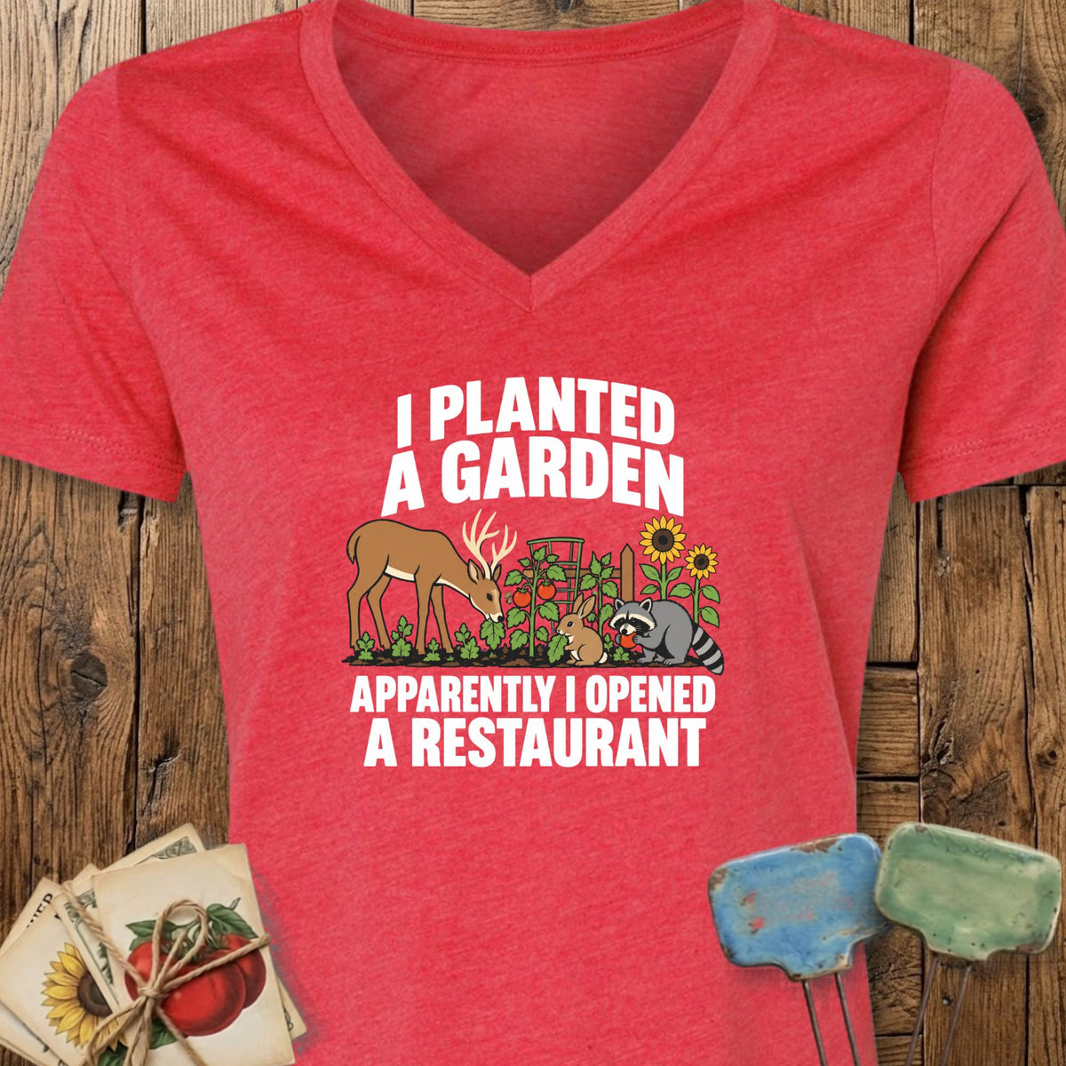 Printify V-Neck Heather Red / S New Restaurant V-Neck