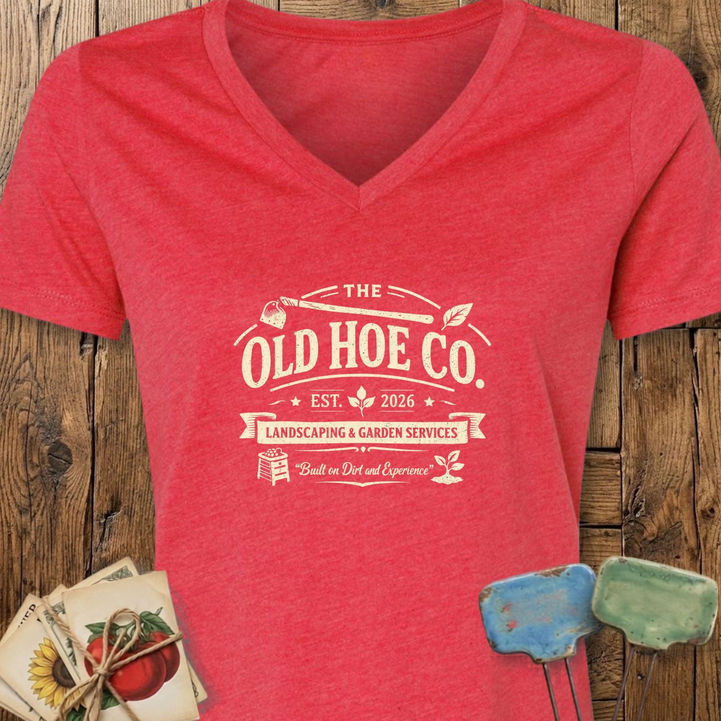 Printify V-Neck Heather Red / S Old Hoe Co. V-Neck