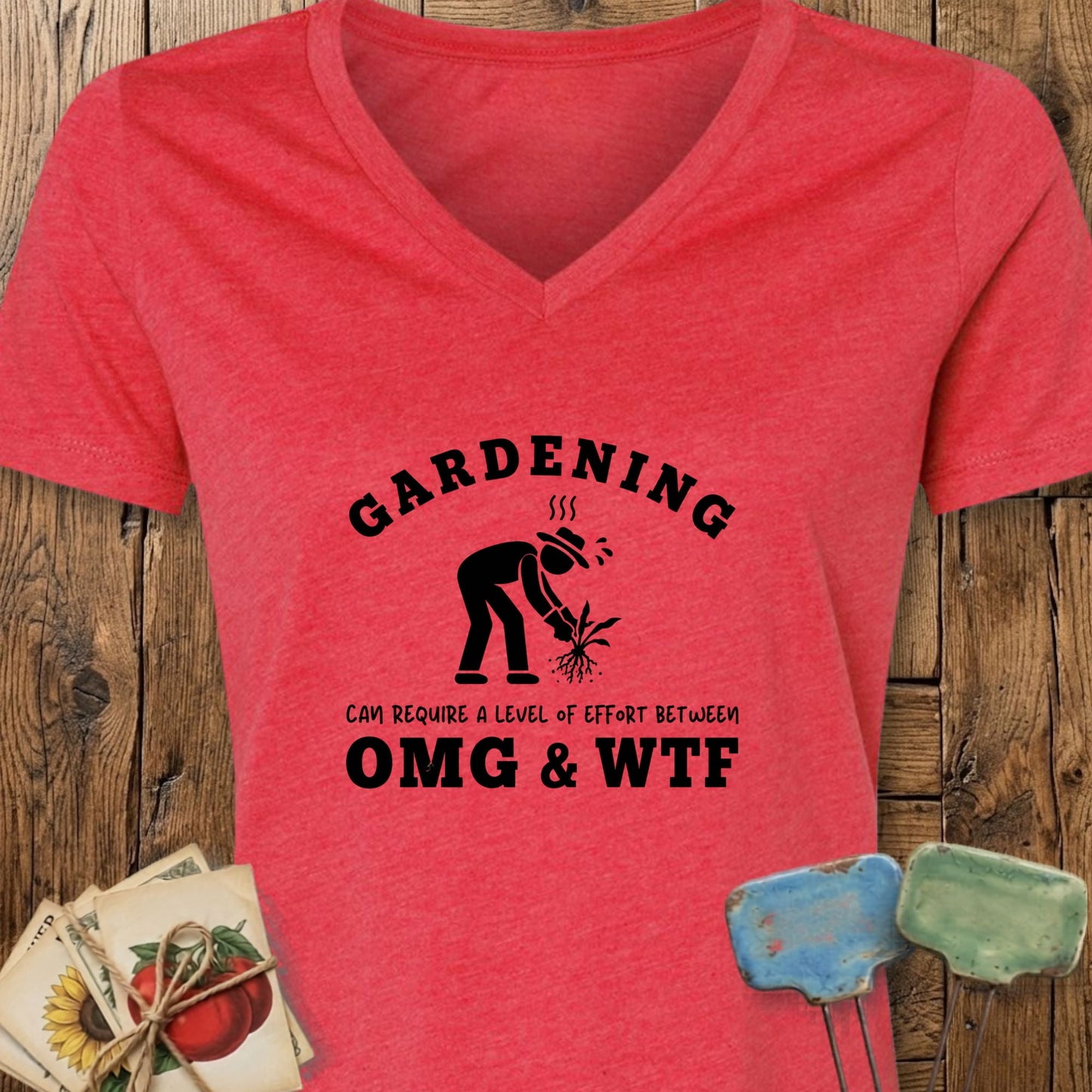 Printify V-Neck Heather Red / S OMG & WTF V-Neck