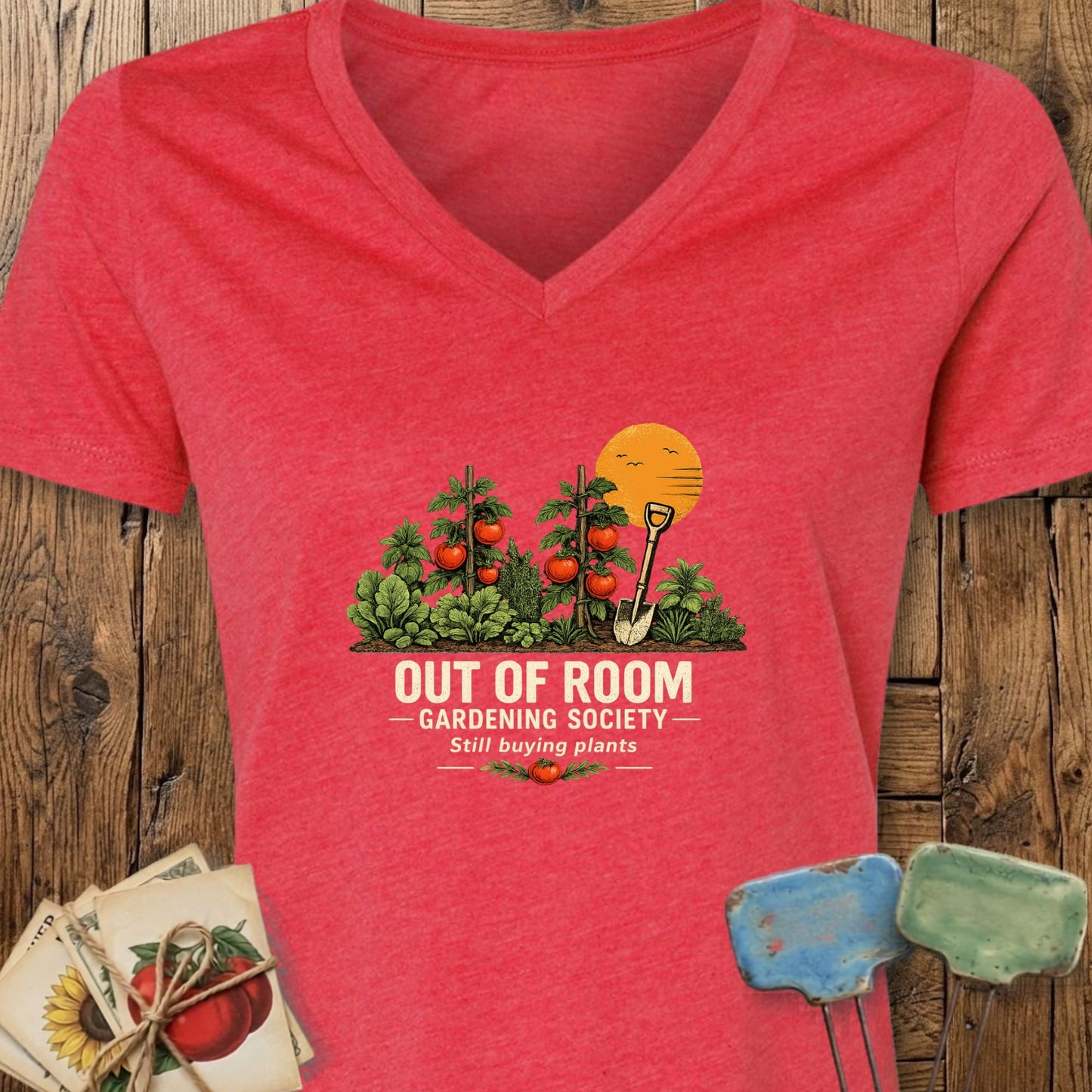 Printify V-Neck Heather Red / S Out of Room V-Neck