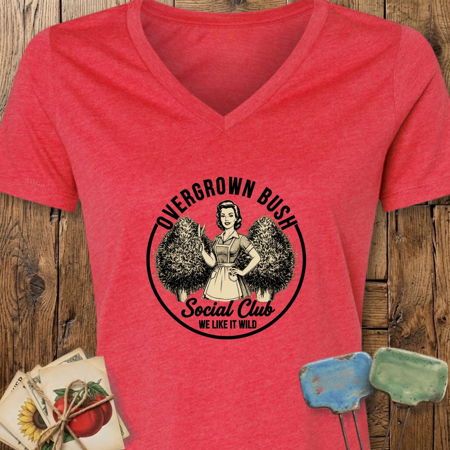 Printify V-Neck Heather Red / S Overgrown Bush V-Neck