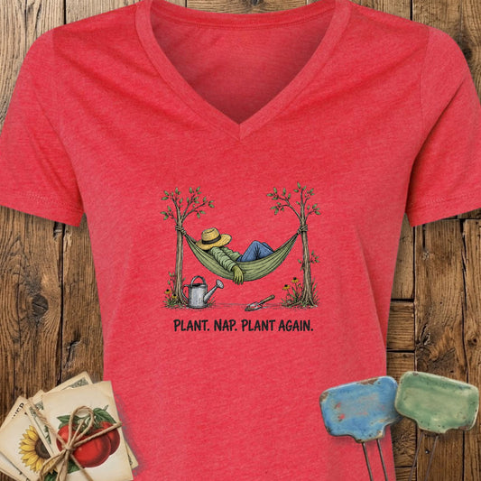 Printify V-Neck Heather Red / S Plant Nap V-Neck