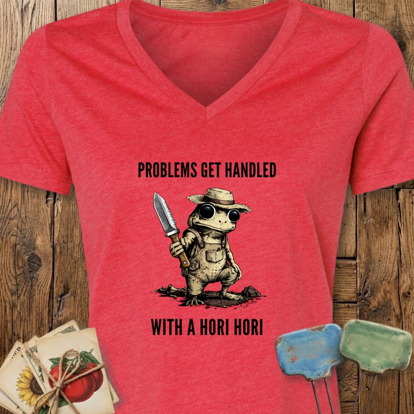 Printify V-Neck Heather Red / S Problems Get Handled V-Neck