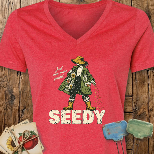 Printify V-Neck Heather Red / S Seedy V-Neck