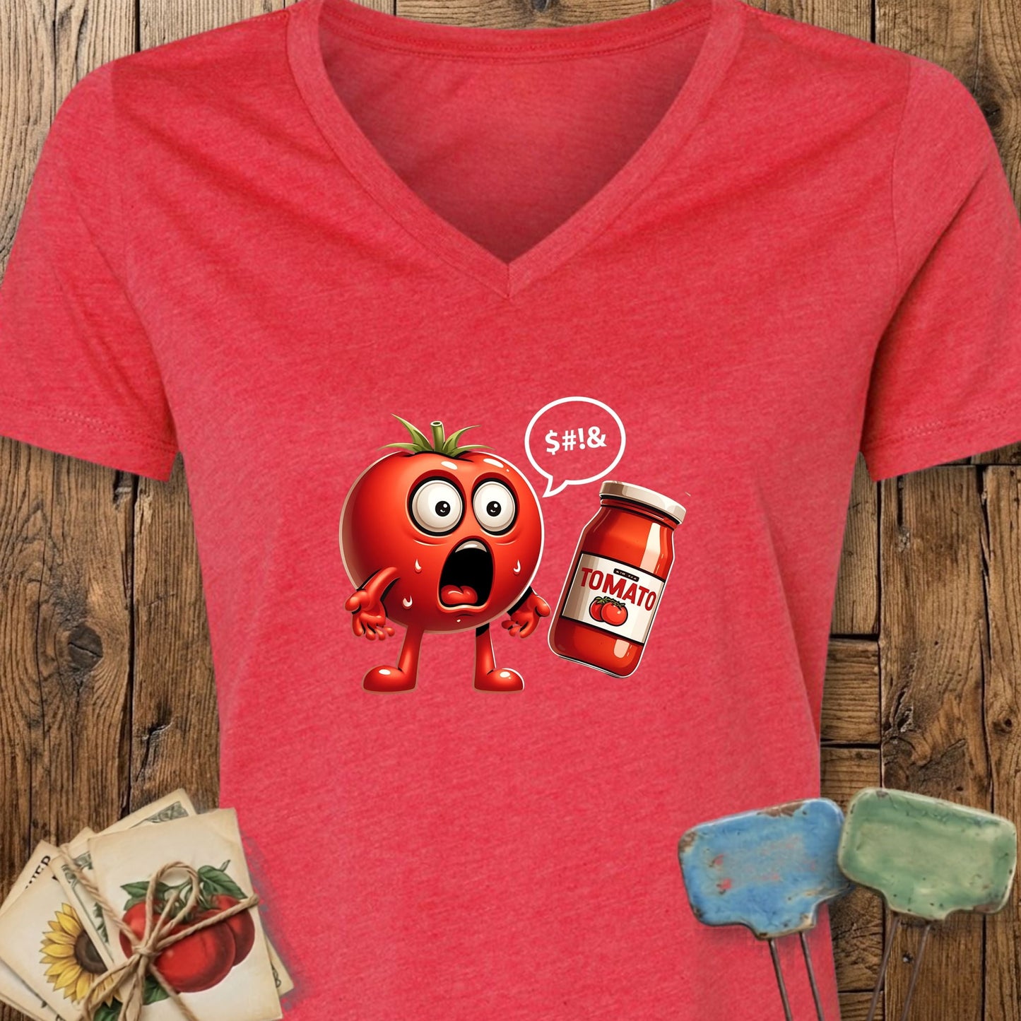 Printify V-Neck Heather Red / S Tomato Shock V-Neck