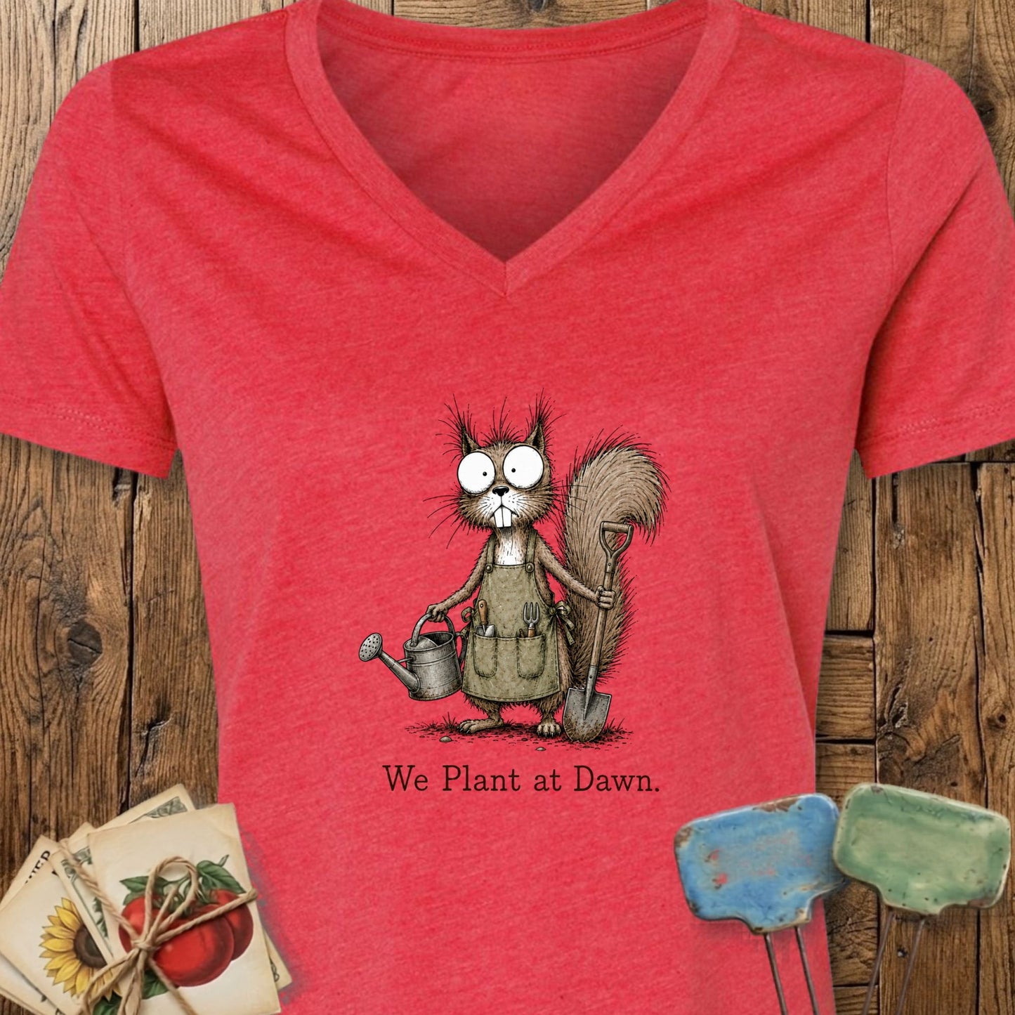 Printify V-Neck Heather Red / S We Plant at Dawn V-Neck