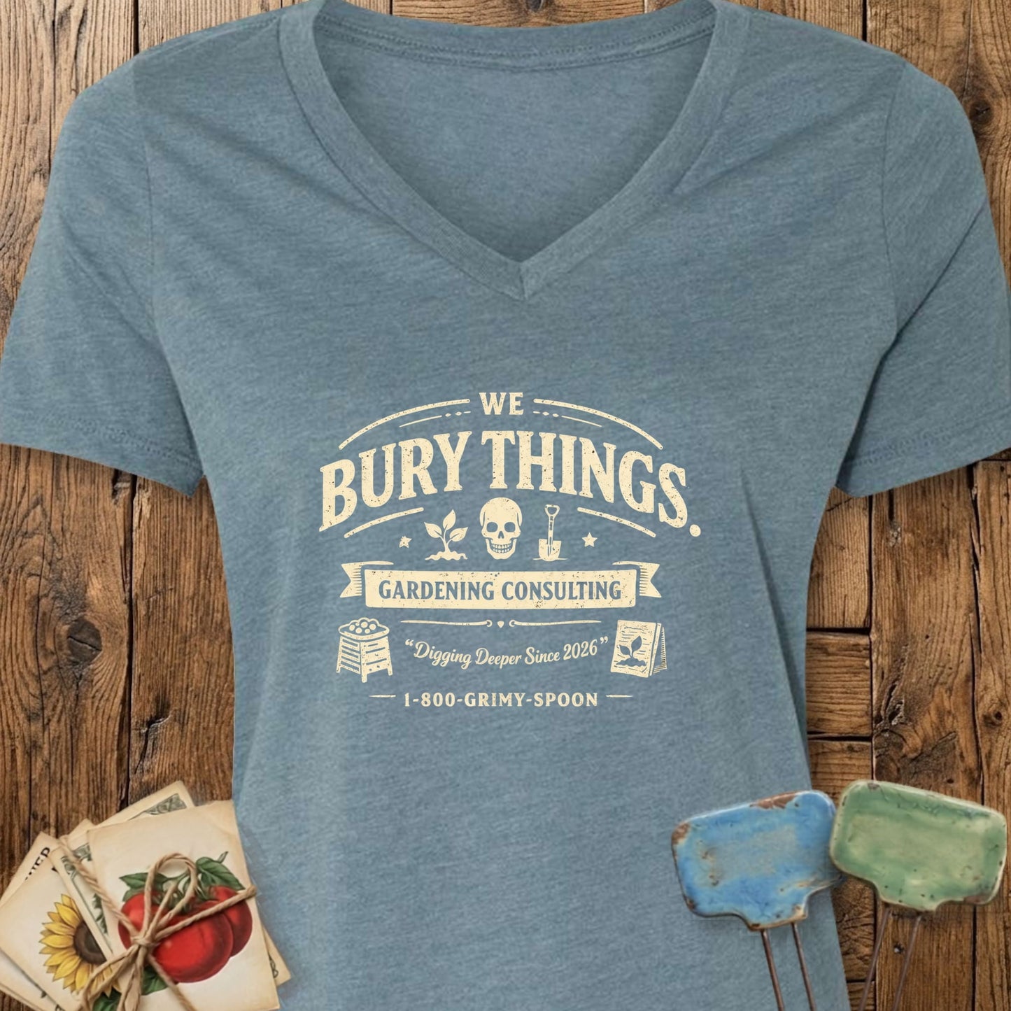 Printify V-Neck Heather Slate / S Bury Things Co. V-Neck