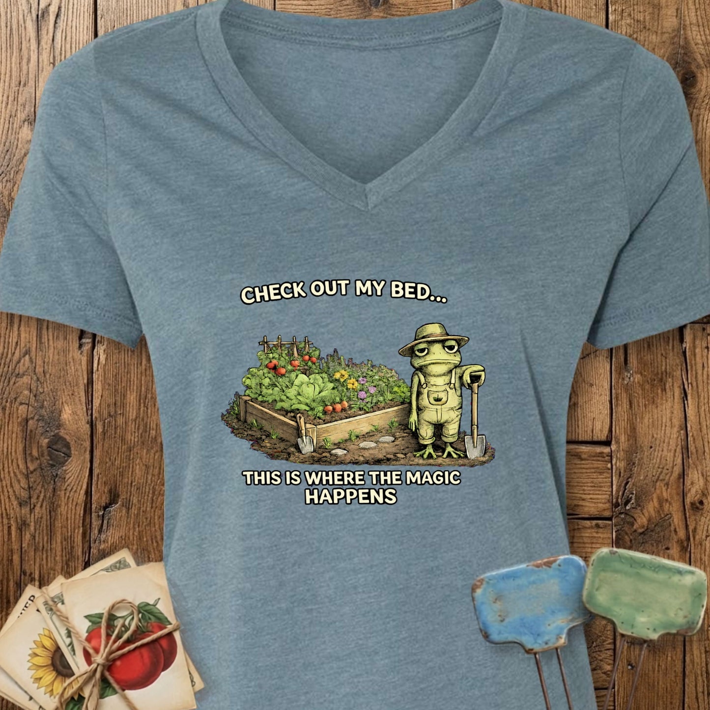 Printify V-Neck Heather Slate / S Check Out My Bed V-Neck