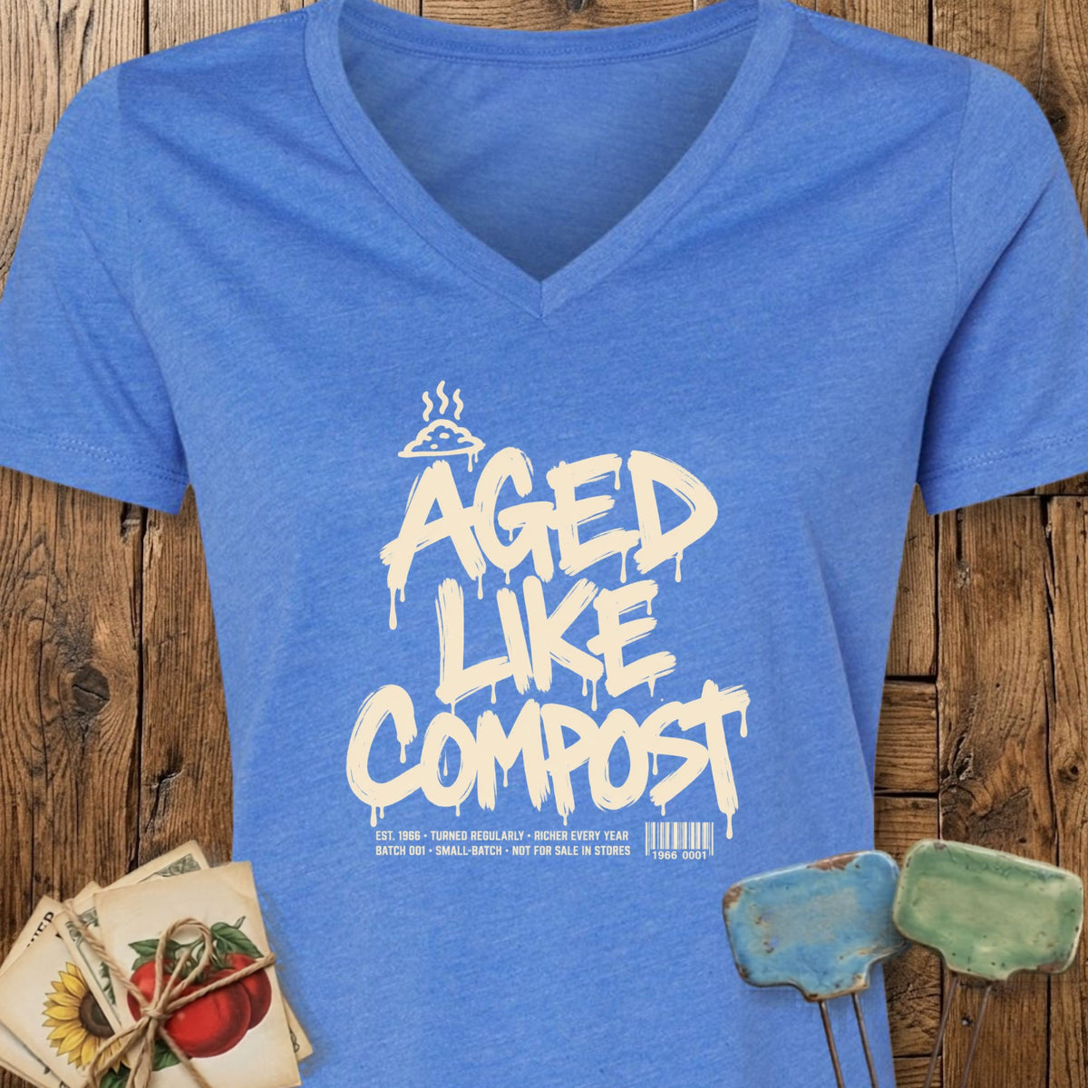 Printify V-Neck Heather True Royal / S Aged Like Compost V-Neck