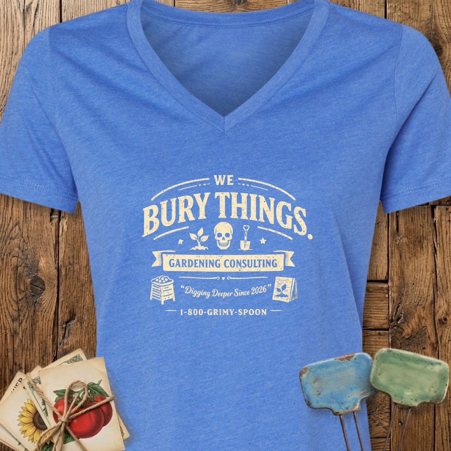 Printify V-Neck Heather True Royal / S Bury Things Co. V-Neck
