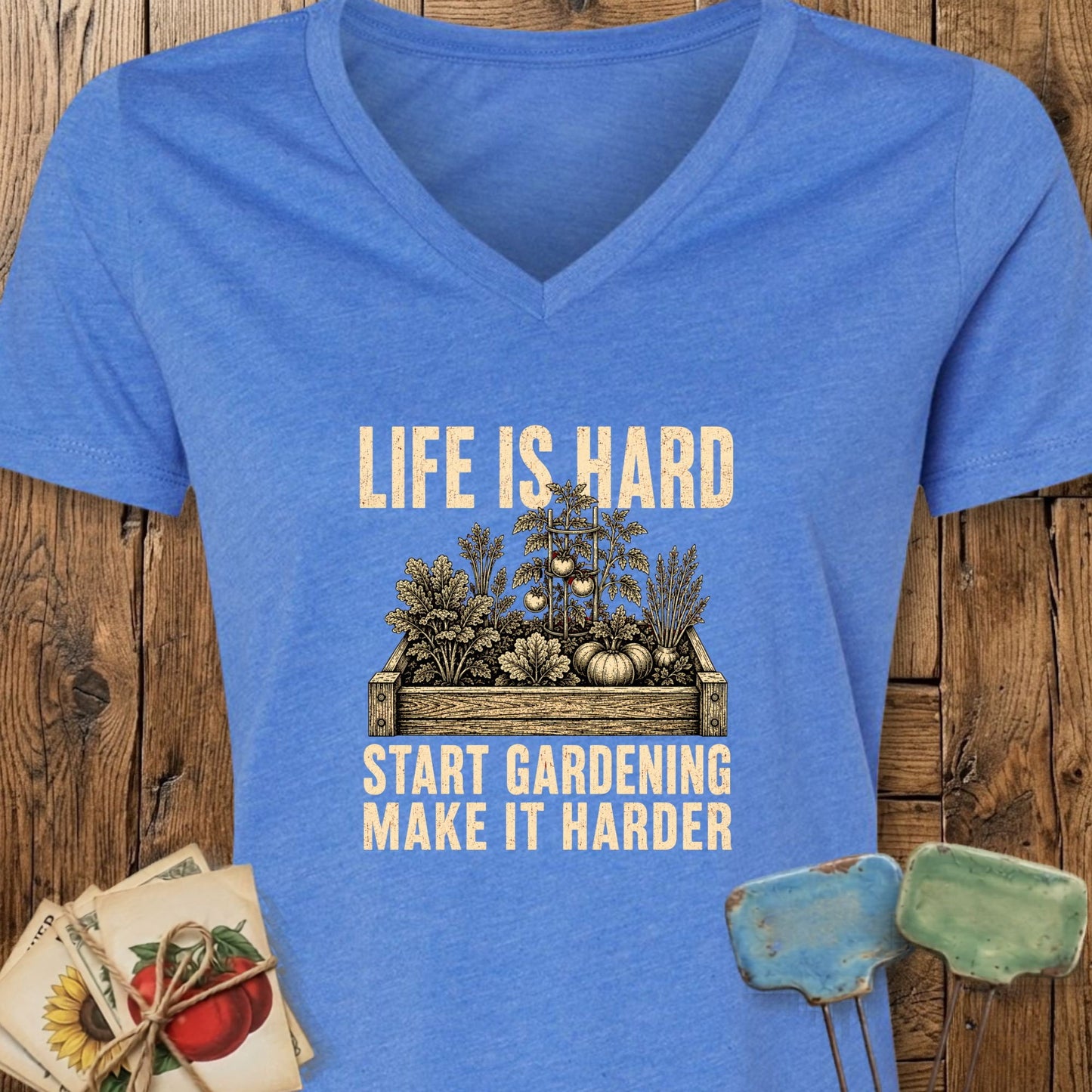 Printify V-Neck Heather True Royal / S Life is Hard V-Neck