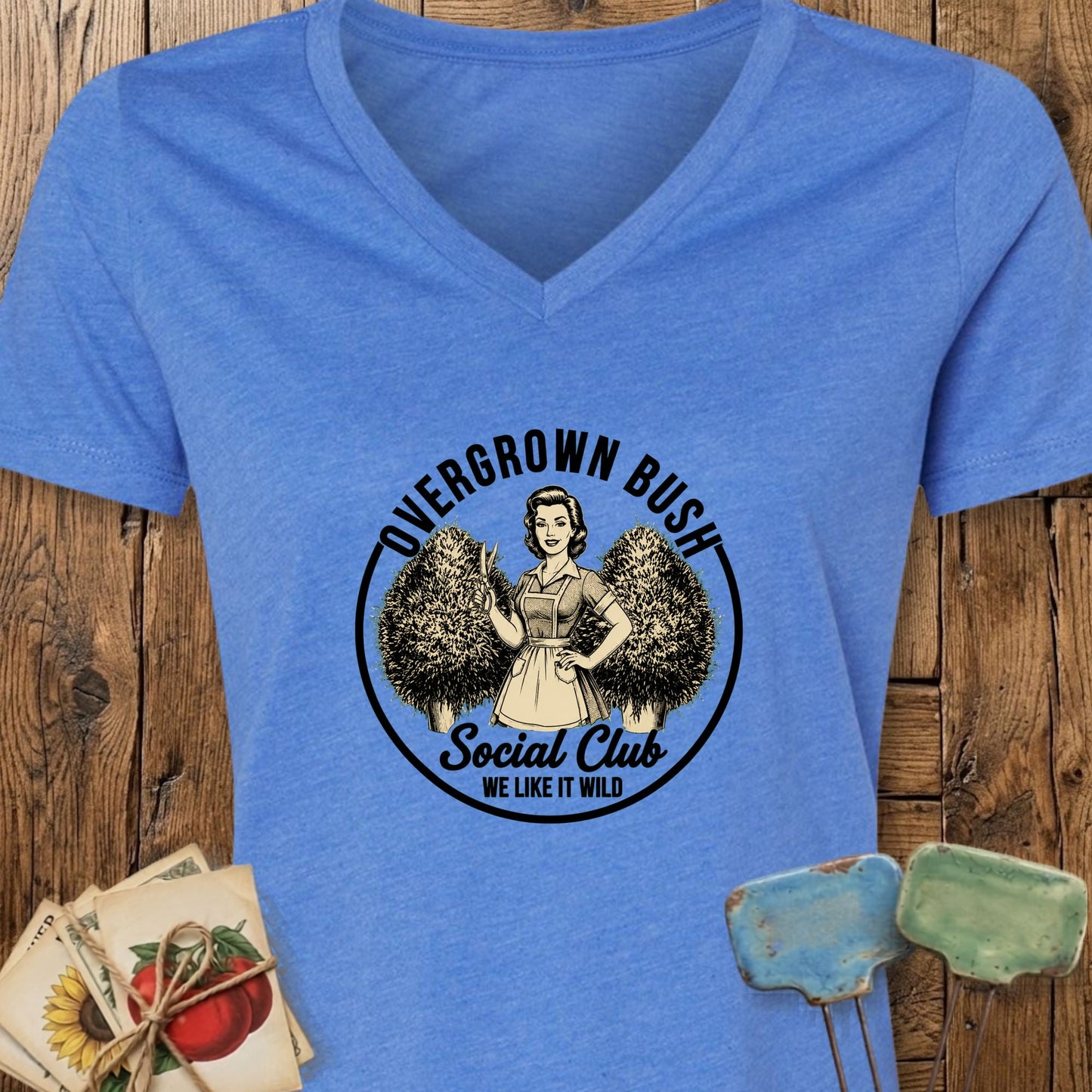 Printify V-Neck Heather True Royal / S Overgrown Bush V-Neck