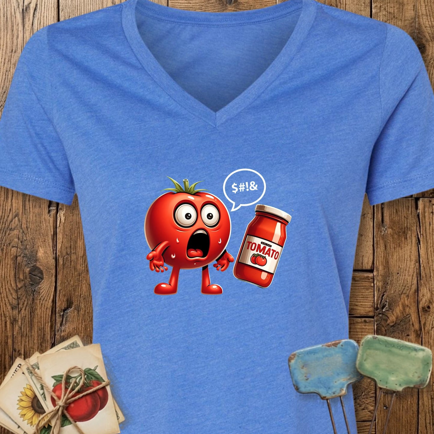 Printify V-Neck Heather True Royal / S Tomato Shock V-Neck