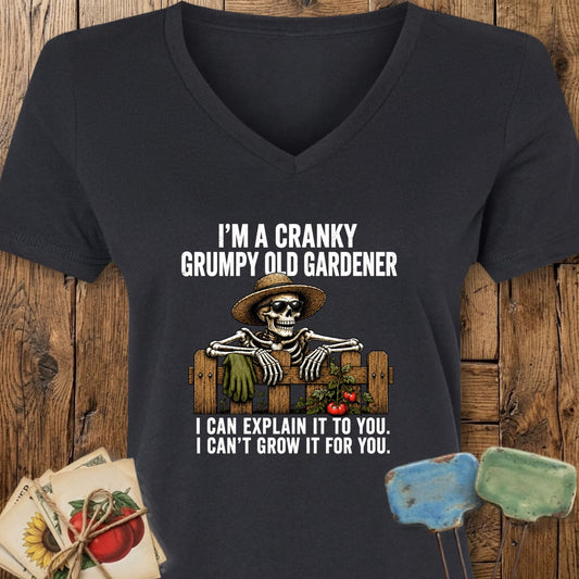 Printify V-Neck Solid Black Blend / S Cranky Gardener V-Neck
