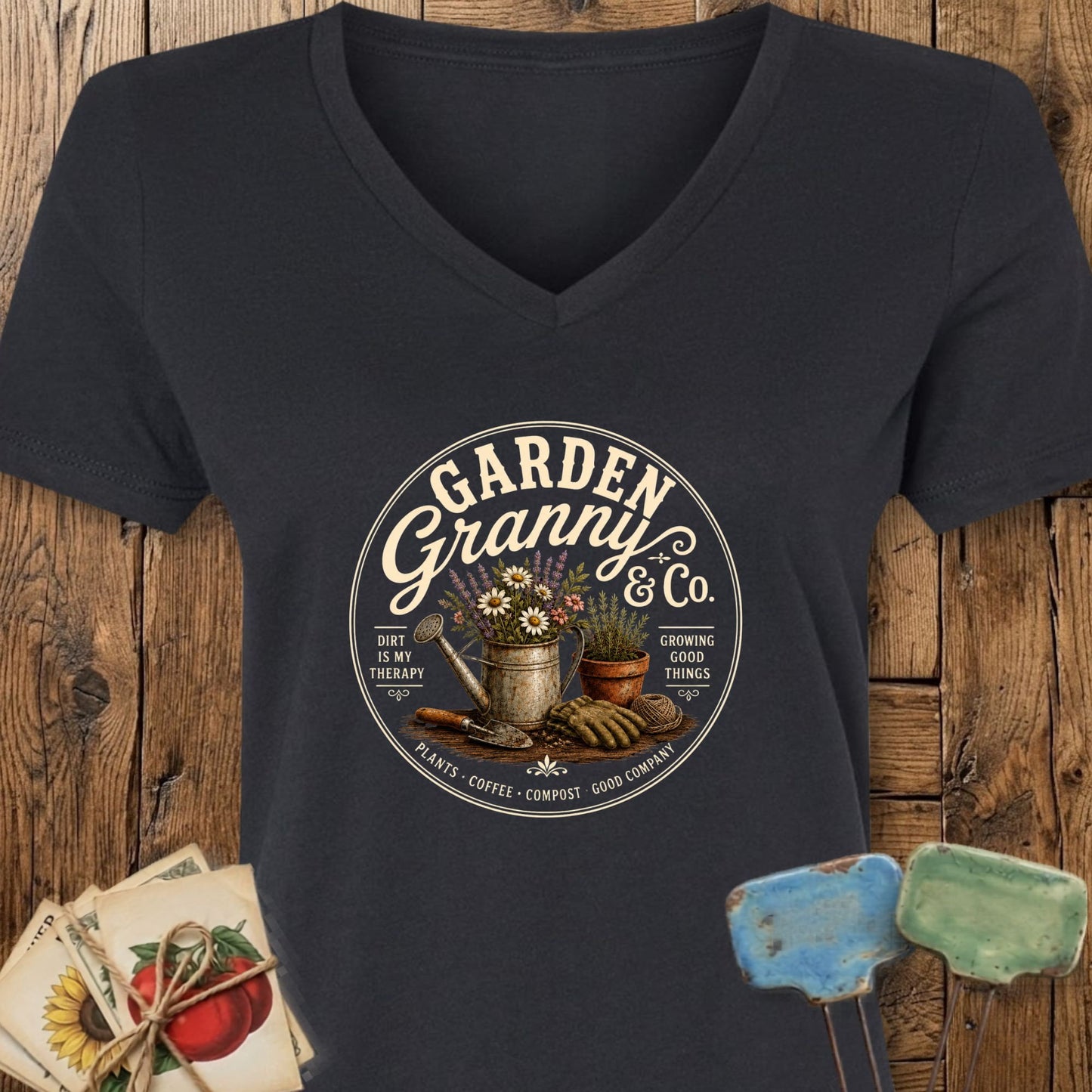 Printify V-Neck Solid Black Blend / S Garden Granny V-Neck