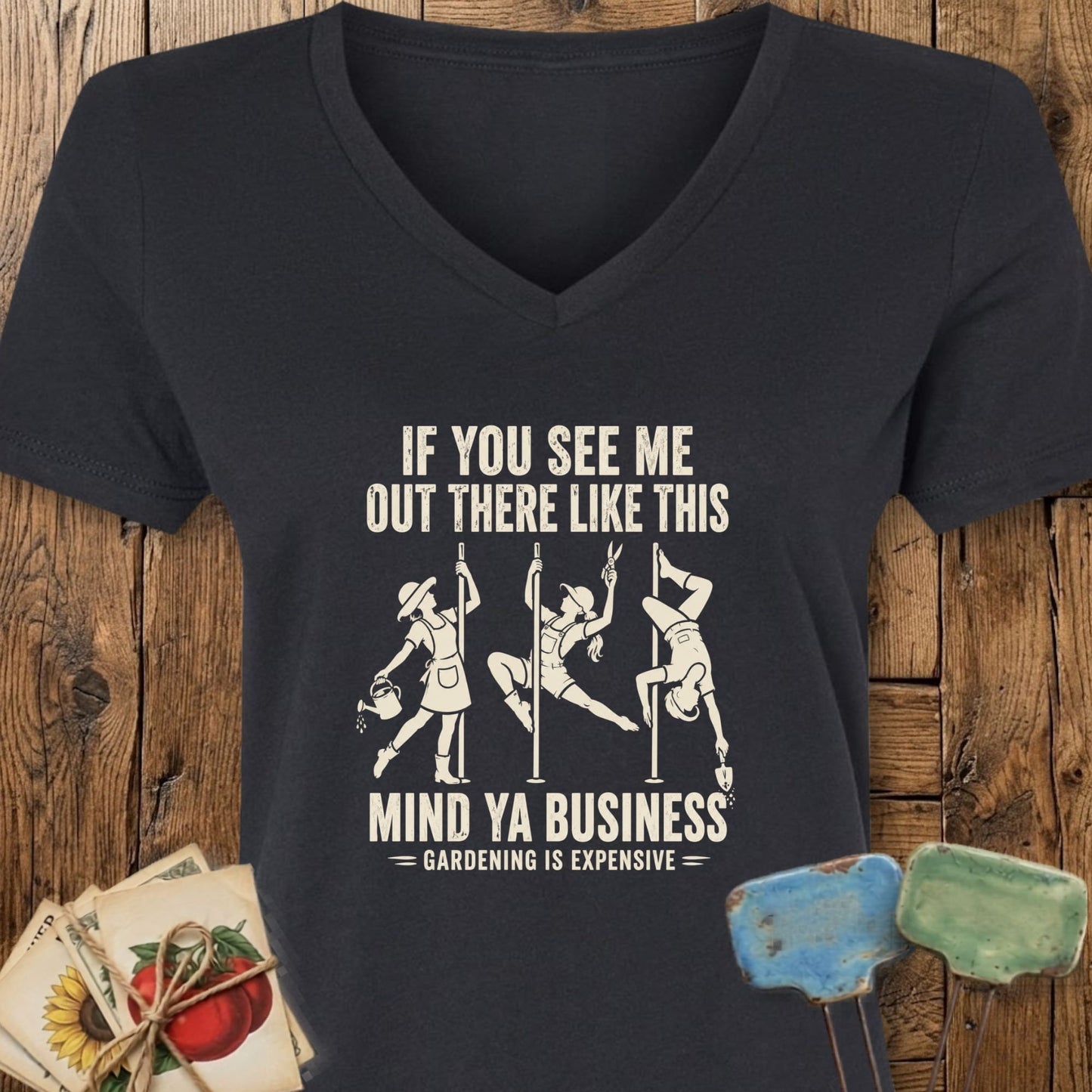 Printify V-Neck Solid Black Blend / S Gardening is Expensive V-Neck