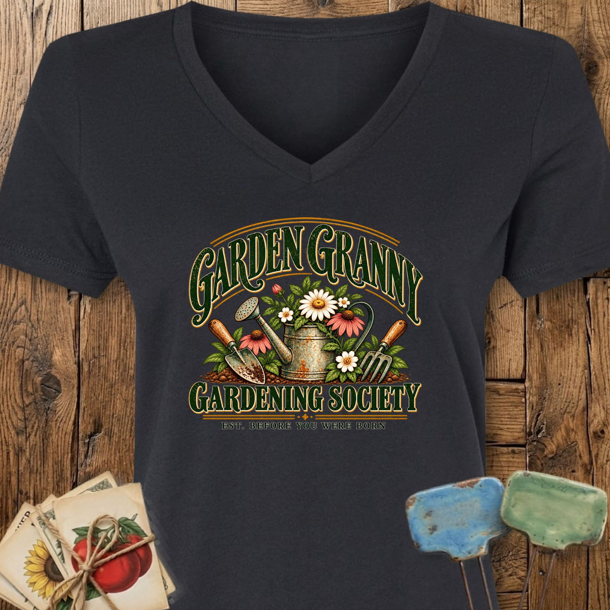 Printify V-Neck Solid Black Blend / S Granny Society V-Neck