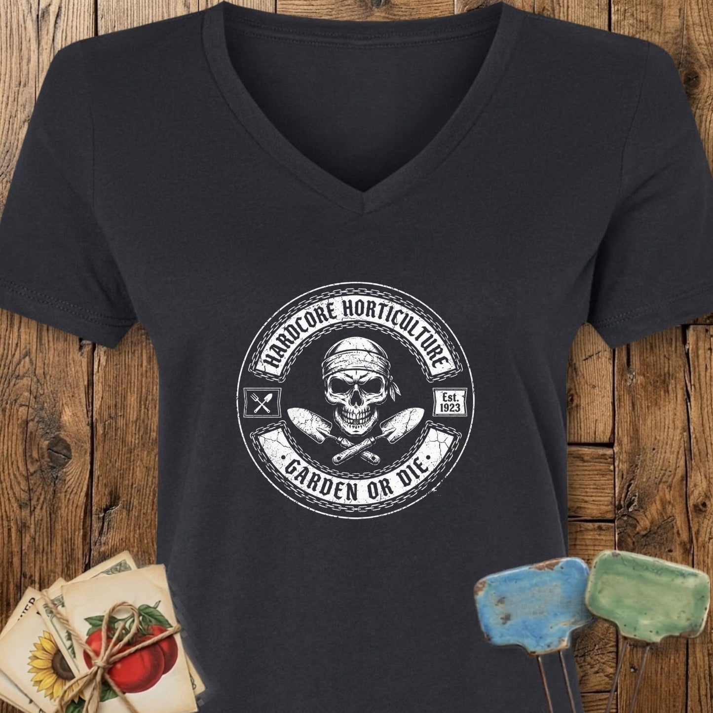 Printify V-Neck Solid Black Blend / S Hardcore Garden V-Neck