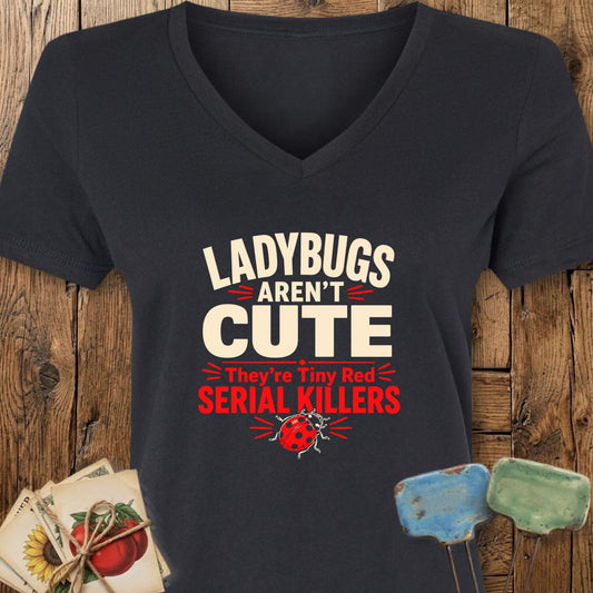 Printify V-Neck Solid Black Blend / S Ladybugs V-Neck
